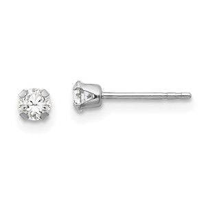 14k White Gold Madi K Children's Kids Girls Jewelry 3MM CZ Earrings